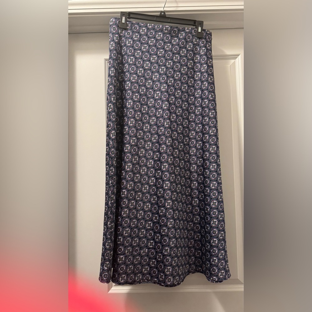 LOFT A-Line Maxi Skirt in Blue and White